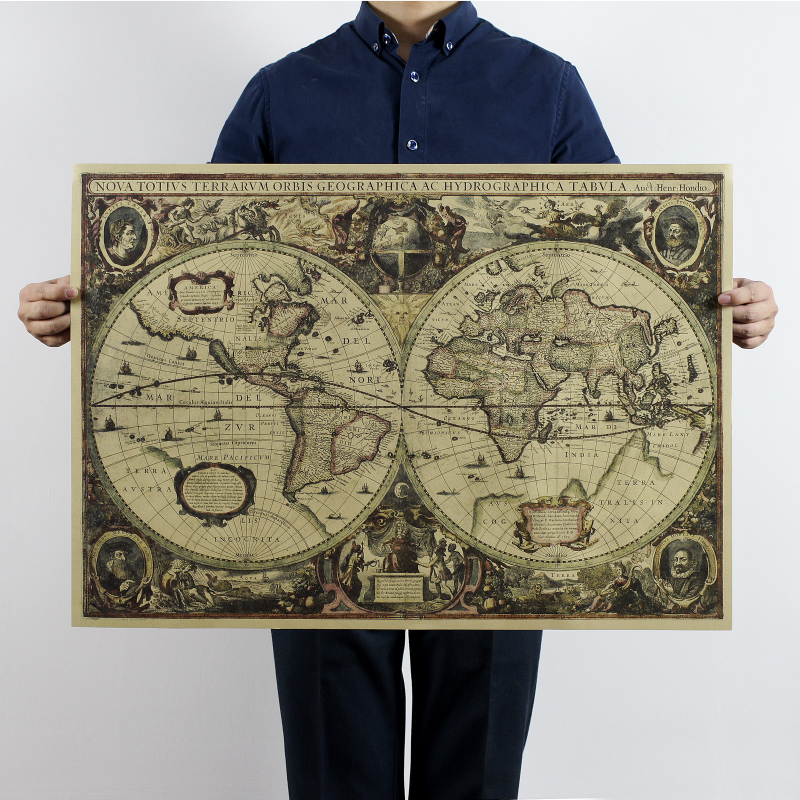 Star Map Poster - 1641 eski Denizcilik tablosu dünya haritası