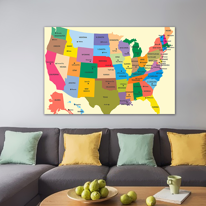 Star Map Poster - Abd haritası İngilizce 150*100cm tuval boyama